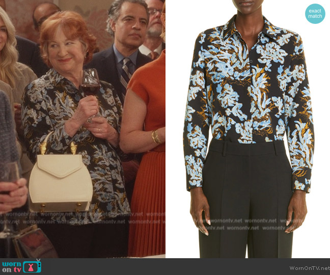 Lafayette 148 Scottie Floral Frost Toile Crepe Blouse worn by (Elaine Bromka) on And Just Like That