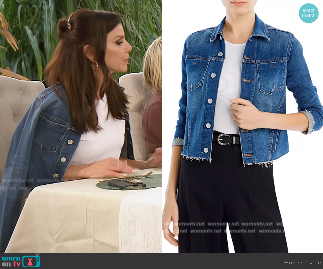 L'Agence Janelle Raw-Edge Denim Jacket worn by Heather Dubrow on The Real Housewives of Orange County