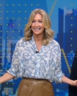 Lara’s blue printed blouse on Good Morning America