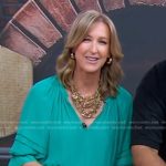 Lara’s green tie neck blouse on Good Morning America