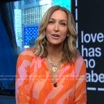 Lara's pink and orange printed blouse on Good Morning America
