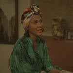 Lisa’s printed robe and scarf on And Just Like That