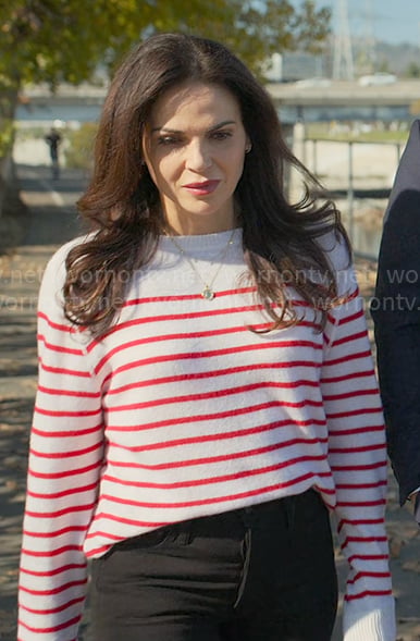 Lisa’s red striped sweater on The Lincoln Lawyer