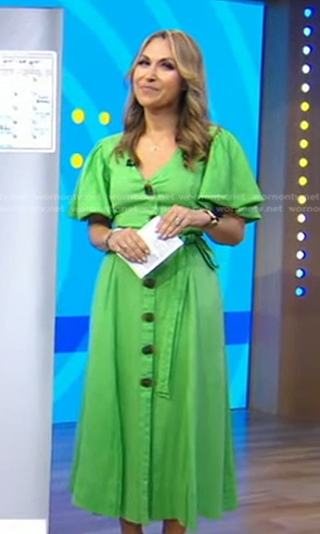 Lori’s green button front midi dress on Good Morning America