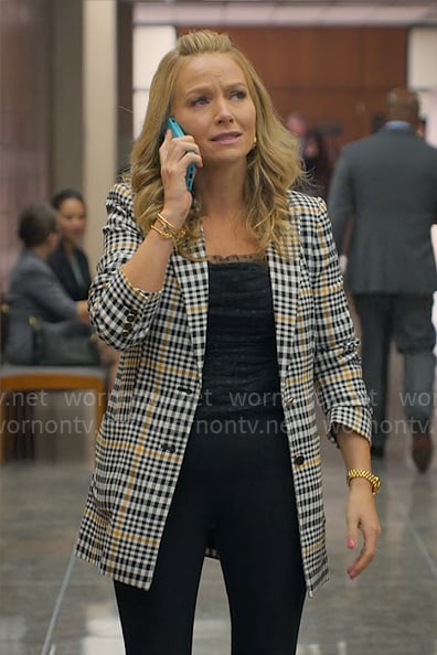Lorna’s plaid jacket and black mesh top on The Lincoln Lawyer