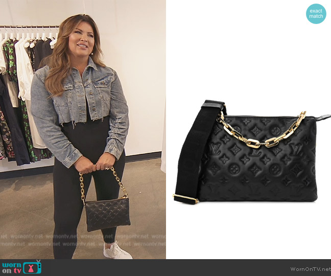 Louis Vuitton Lambskin Embossed Monogram Coussin PM Black worn by Emily Simpson on The Real Housewives of Orange County
