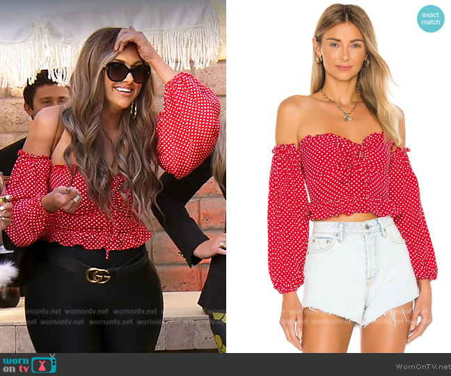 Lovers and Friends Arianna Top worn by Gina Kirschenheiter on The Real Housewives of Orange County