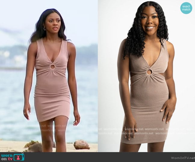 Lush Fashion Lounge Ribbed O Ring Tank Dress worn by Charity Lawson on The Bachelorette