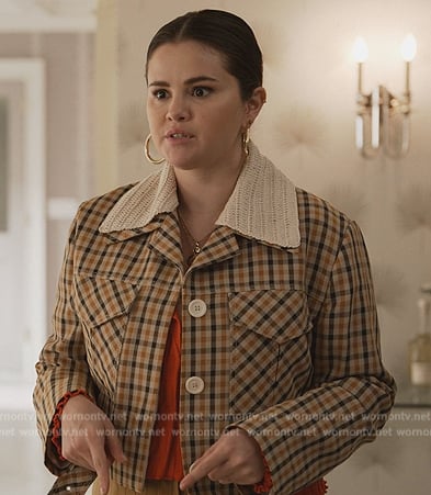 Mabel’s beige check cropped jacket on Only Murders in the Building
