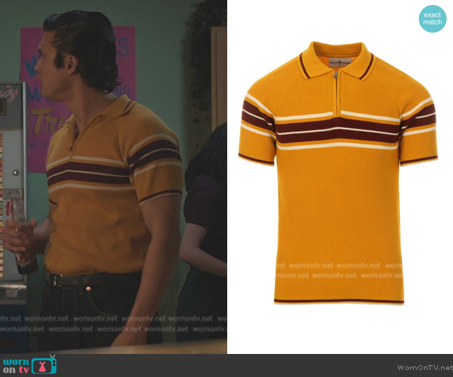 Madcap England Fireball Mod Rib Zip Neck Polo worn by (Charles Melton) on Riverdale