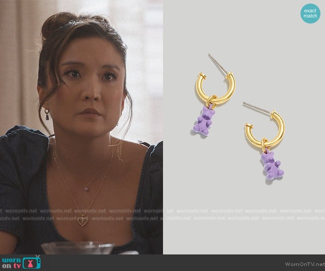Madewell Enamel Gummy Bear Huggie Hoops worn by Kimber (Ashley Park) on Only Murders in the Building
