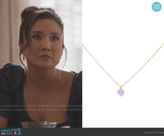 Madewell Delicate Collection Demi-Fine Enamel Heart Pendant Necklace worn by Kimber (Ashley Park) on Only Murders in the Building