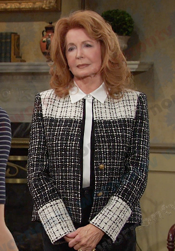 Maggie’s black and white tweed jacket on Days of our Lives