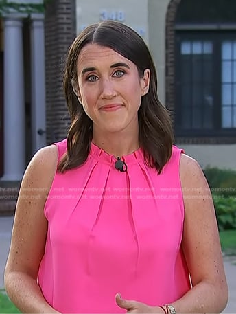Maggie’s pink pleated sleeveless top on Today