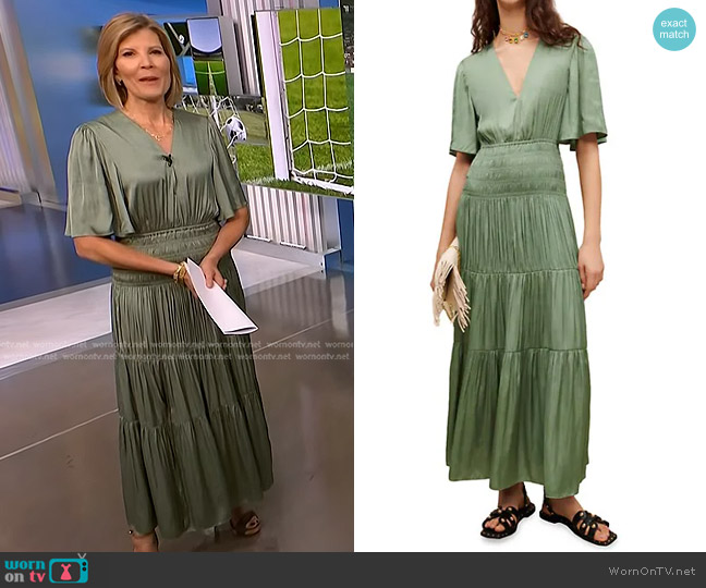 Maje Rome Dress in Green worn by Kate Snow on NBC News Daily