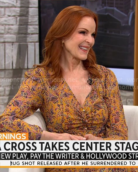 Marcia Cross’s yellow printed dress on CBS Mornings