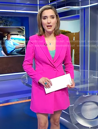 Margaret’s pink blazer dress on CBS Evening News