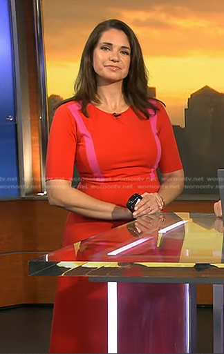 Maria’s red contrast panel dress on Today