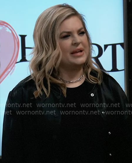 Maxie’s black satin bomber jacket on General Hospital