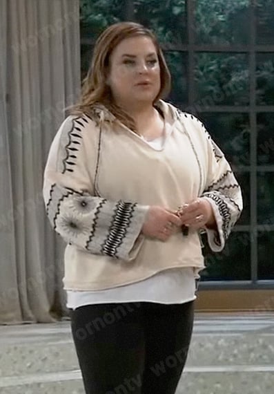 Maxie’s embroidered hoodie on General Hospital