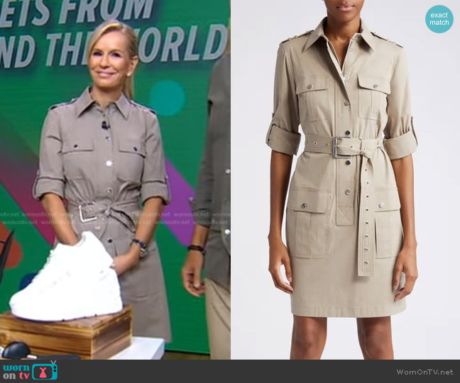 Michael Kors Organic Cotton Stretch Poplin Belted Cargo Shirtdress worn by Dr. Jennifer Ashton on Good Morning America