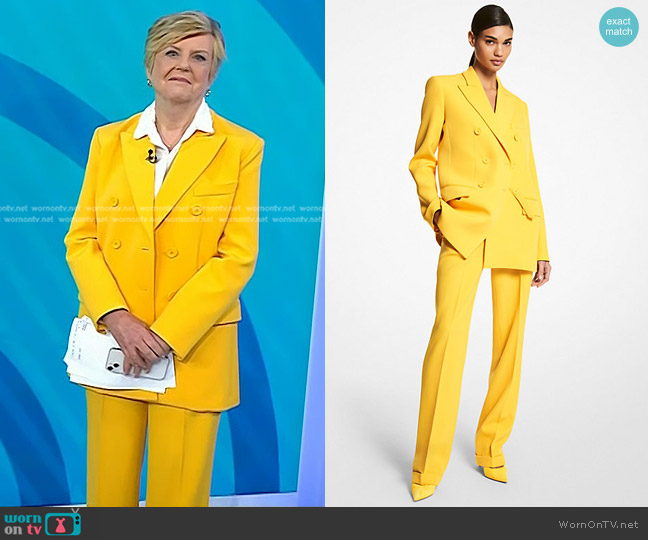 Michael Kors Wool Gabardine Tab Blazer in Marigold worn by Anne Thompson on Today