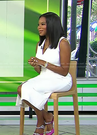 Dr. Michelle Henry’s white v-neck sheath dress on Today
