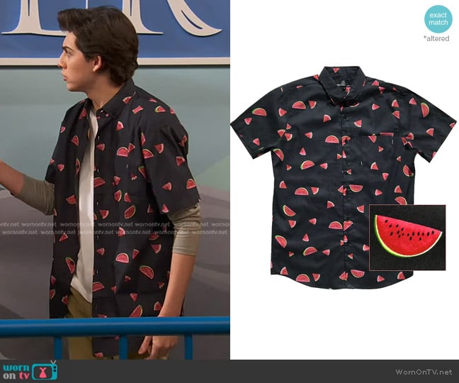 Molokai Surf Watermelons on Black Shirt worn by Neil (Felix Avitia) on Ravens Home