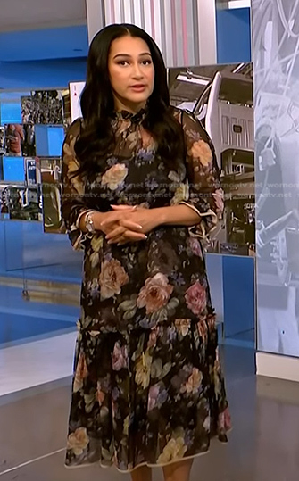 Morgan’s black floral chiffon dress on NBC News Daily