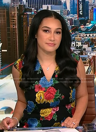 Morgan’s black floral high and low dress on NBC News Daily