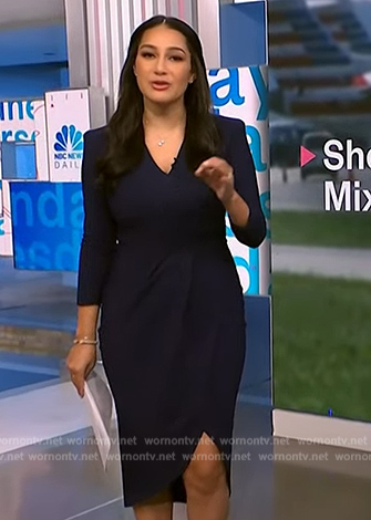 Morgan’s navy wrap dress on NBC News Daily