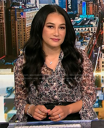 Morgan’s white floral sheer blouse on NBC News Daily
