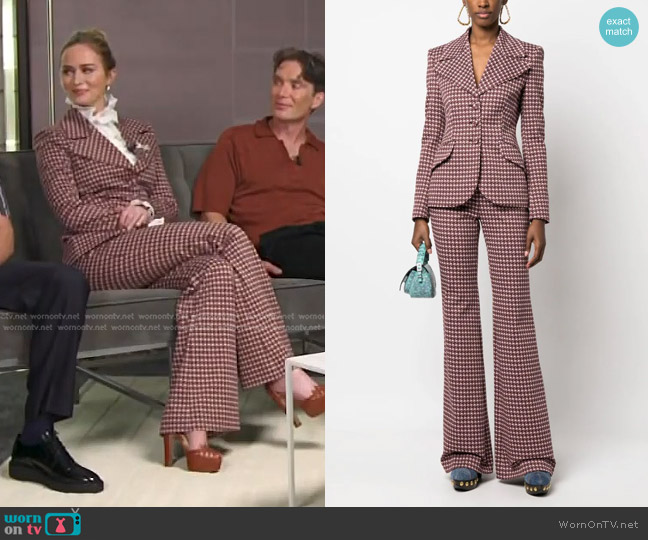 Moschino Graphic-Print Single-Breasted Blazer worn by Emily Blunt on E! News