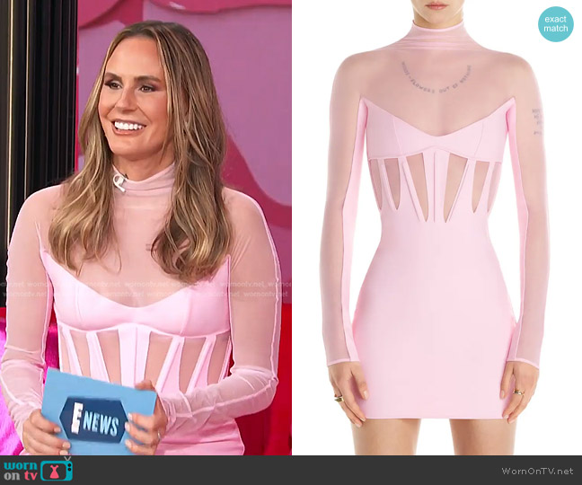 Mugler Long Sleeve Mesh Corset Dress worn by Keltie Knight on E! News