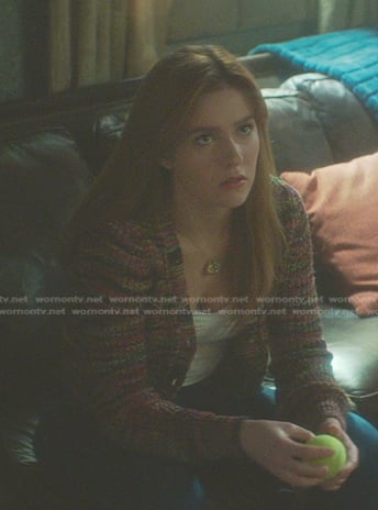 Nancy’s space dye knit cardigan on Nancy Drew