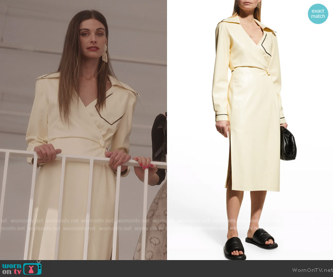 Nanushka Berna Vegan Leather Midi Wrap Dress worn by (Mariah Strongin) on And Just Like That