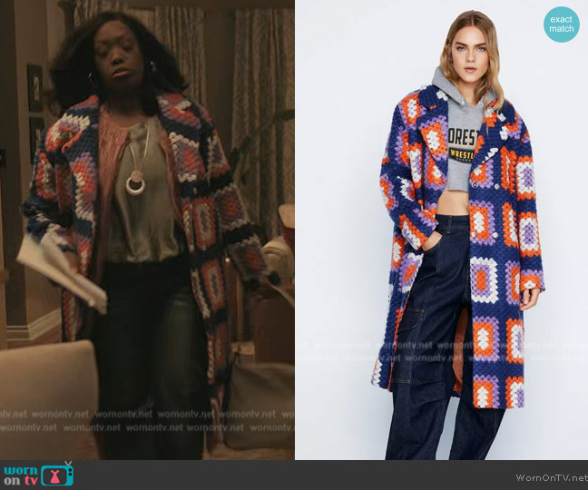 Nasty Gal Colorful Crochet Smart Coat worn by (Carolyn Michelle Smith) on The Chi