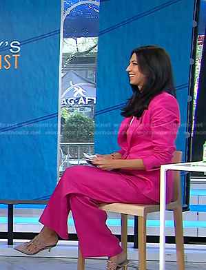 Natalie’s pink studded heel mules on Today
