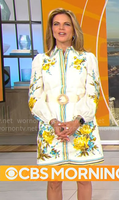 Natalie Morales’ floral shirtdress on CBS Mornings