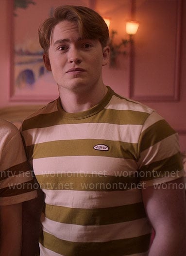 Nick’s green striped Vans t-shirt on Heartstopper