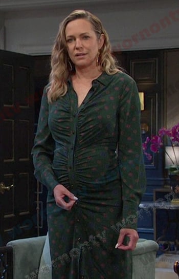 Nicole’s green print ruched shirtdress on Days of our Lives