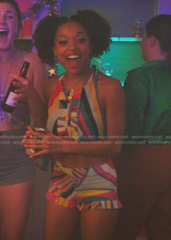 nicole’s muticolor printed cropped top and shorts on The Summer I Turned Pretty