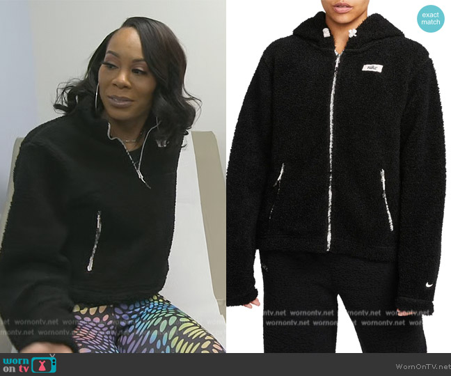 Nike Therma-FIT Faux Fur Full Zip Hoodie worn by Sanya Richards-Ross on The Real Housewives of Atlanta