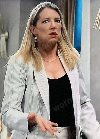 Nina’s white striped blazer on General Hospital