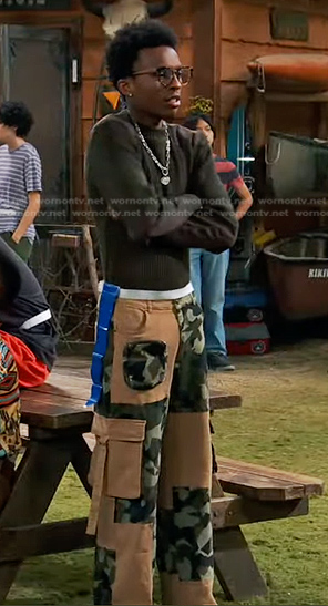 Noah’s colorblock camo cargo pants on Bunkd