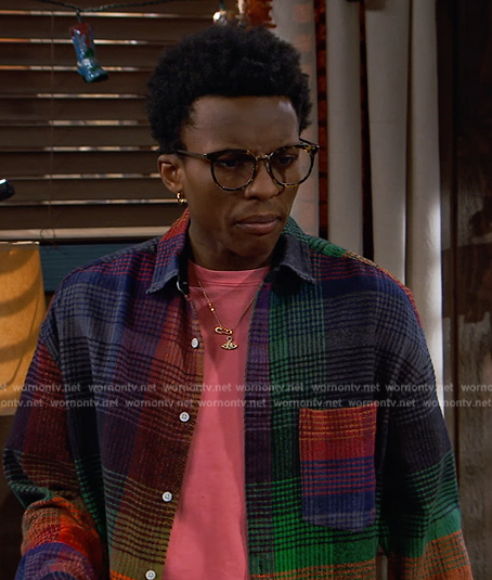 Noah’s multi-colored plaid shirt on Bunkd