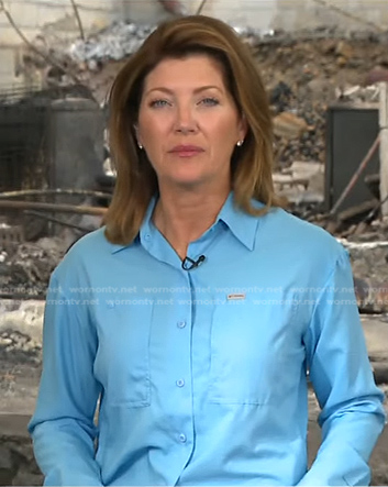 Norah’s light blue shirt on CBS Evening News