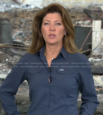 Norah’s navy shirt on CBS Evening News
