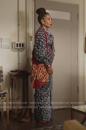 Nya’s red tassel tie bag on And Just Like That