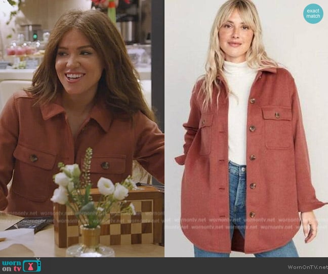 Old Navy A Little Rusty Soft Brushed Utility Shacket worn by Brynn Whitfield on The Real Housewives of New York City